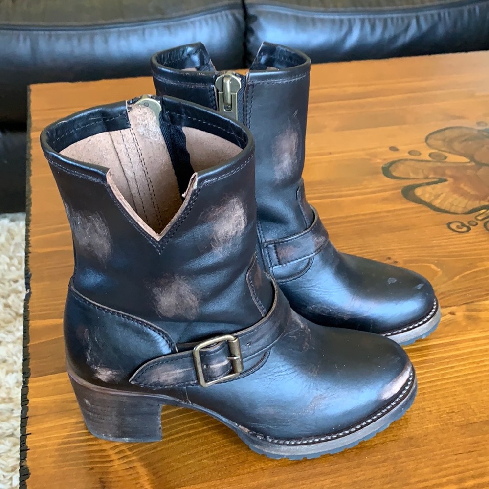 Black Leather Ankle Boots